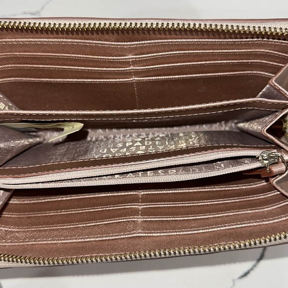 Kate Spade Zip-Around Wallet Metallic Rose Gold - Picture 4 of 5